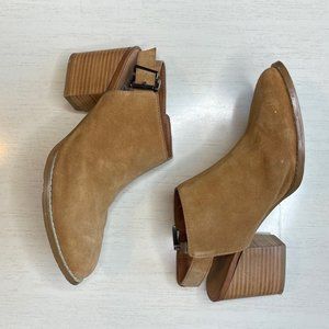 [ Soles ] Tan suede mules with backstrap block heel 6